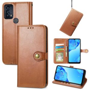 For TCL 20B Solid Color Leather Buckle Phone Case(Brown) (OEM)