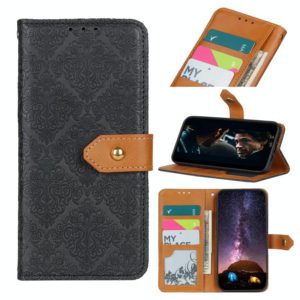 For Wiko View 4 / 4 Lite European Floral Embossed Copper Buckle Horizontal Flip PU Leather Case with Holder & Card Slots & Wallet & Photo Frame(Black) (OEM)