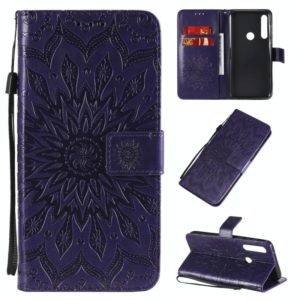 For Motorola Moto G Power Embossed Sunflower Pattern Horizontal Flip PU Leather Case with Holder & Card Slots & Wallet & Lanyard(Purple) (OEM)