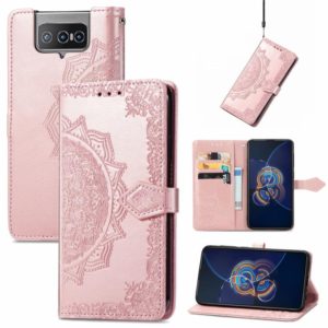 For Asus Zenfone 8 Flip Mandala Embossing Pattern Horizontal Flip Leather Case with Holder & Card Slots & Wallet & Lanyard(Rose Gold) (OEM)