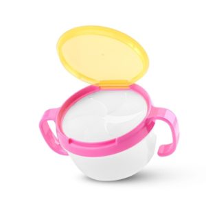 Baby Snacks Bowl Children Kids Food Storage Dishes Anti Spill 360 Rotate Baby Solid Feeding Plate Tableware Baby Feeding Stuff(Pink) (OEM)