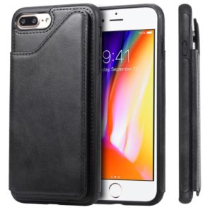 For iPhone 7 Plus / 8 Plus Shockproof Calf Texture Protective Case with Holder & Card Slots & Frame(Black) (OEM)