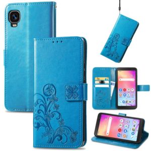 For TCL A509DL / A3 Four-leaf Clasp Embossed Leather Phone Case(Blue) (OEM)