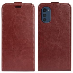 For Motorola Moto E32 4G R64 Texture Single Vertical Flip Leather Phone Case(Brown) (OEM)