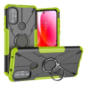 For Motorola Moto G Power 2022 Armor Bear Shockproof PC + TPU Phone Case with Ring Holder(Green) (OEM)