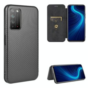 For Huawei Honor X10 5G Carbon Fiber Texture Horizontal Flip TPU + PC + PU Leather Case with Card Slot(Black) (OEM)
