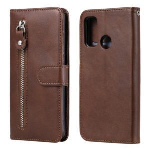 For Huawei P smart 2020 Fashion Calf Texture Zipper Horizontal Flip Leather Case with Stand & Card Slots & Wallet Function(Brown) (OEM)