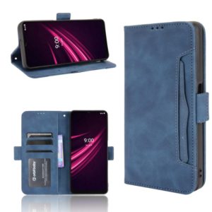 For T-Mobile REVVL V+ 5G Skin Feel Calf Pattern Horizontal Flip Leather Case with Holder & Card Slots & Photo Frame(Blue) (OEM)