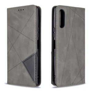 For Sony Xperia L4 Rhombus Texture Horizontal Flip Magnetic Leather Case with Holder & Card Slots & Wallet(Grey) (OEM)