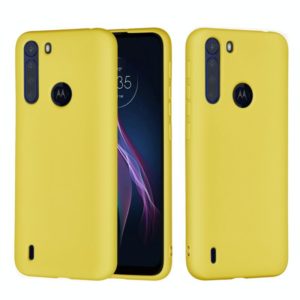For Motorola Moto One Fusion Solid Color Liquid Silicone Dropproof Full Coverage Protective Case(Yellow) (OEM)
