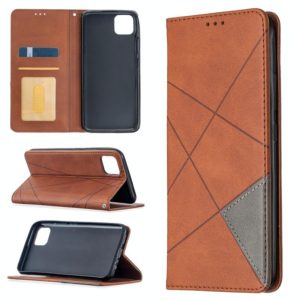 For OPPO Realme C11 Rhombus Texture Horizontal Flip Magnetic Leather Case with Holder & Card Slots(Brown) (OEM)