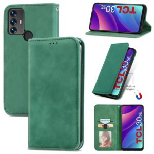 For TCL 30 SE Retro Skin Feel Magnetic Horizontal Flip Leather Phone Case(Green) (OEM)