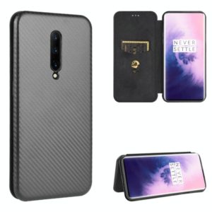 For OnePlus 7 Pro Carbon Fiber Texture Horizontal Flip TPU + PC + PU Leather Case with Card Slot(Black) (OEM)