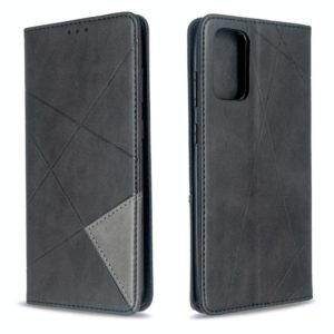 For Galaxy S20+ Rhombus Texture Horizontal Flip Magnetic Leather Case with Holder & Card Slots(Black) (OEM)