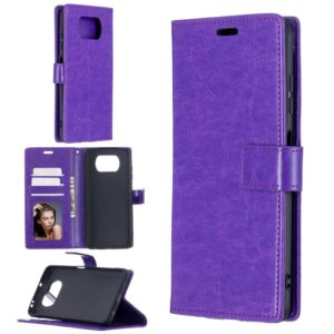 For Xiaomi Poco X3 NFC Crazy Horse Texture Horizontal Flip Leather Case with Holder & Card Slots & Wallet & Photo Frame(Purple) (OEM)