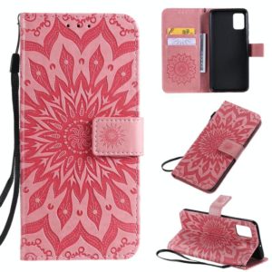 For Galaxy A51 Sun Print Horizontal Flip Protective Case with Holder & Card Slots & Wallet(Pink) (OEM)