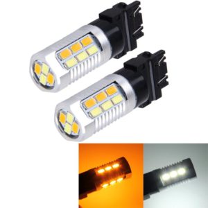 2 PCS T25-3157 6W 22 SMD-5730-LEDs White + Yellow Light Brake Light Turn Light, DC 12V (OEM)
