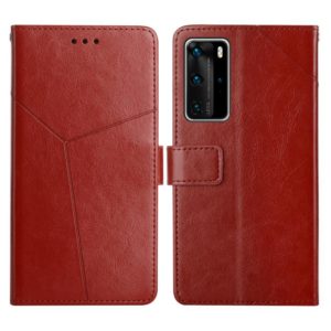 For Huawei P40 Pro Y Stitching Horizontal Flip Leather Phone Case with Holder & Card Slots & Wallet & Photo Frame(Brown) (OEM)