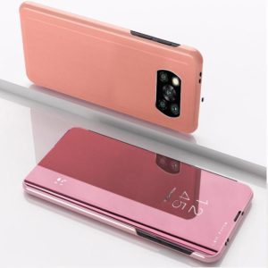 For Xiaomi Poco X3 NFC Plated Mirror Horizontal Flip Leather Case with Holder(Rose Gold) (OEM)