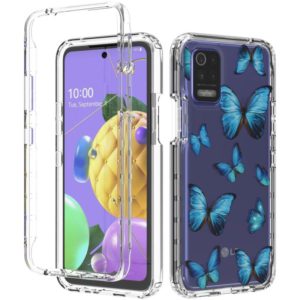 For LG K52 2 in 1 High Transparent Painted Shockproof PC + TPU Protective Case(Blue Butterfly) (OEM)