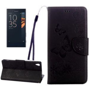 For Sony Xperia XA Ultra Butterflies Embossing Horizontal Flip Leather Case with Holder & Card Slots & Wallet & Lanyard(Black) (OEM)