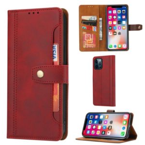 For iPhone 12 Pro Max Calf Texture Double Fold Clasp Horizontal Flip Leather Case with Photo Frame & Holder & Card Slots & Wallet(Red) (OEM)