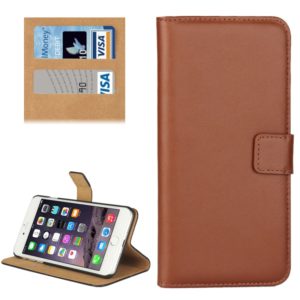 For iPhone 8 Plus & 7 Plus Genuine Split Horizontal Flip Leather Case with Holder & Card Slots & Wallet(Brown) (OEM)