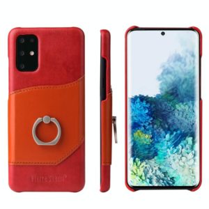 For Galaxy S20+ Fierre Shann Oil Wax Texture Genuine Leather Back Cover Case with 360 Degree Rotation Holder & Card Slot(Red) (FIERRE SHANN) (OEM)