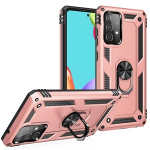 For Samsung Galaxy A52 5G / 4G Shockproof TPU + PC Protective Case with 360 Degree Rotating Holder(Rose Gold) (OEM)