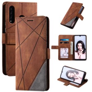 For Huawei P30 Lite Skin Feel Splicing Horizontal Flip Leather Case with Holder & Card Slots & Wallet & Photo Frame(Brown) (OEM)