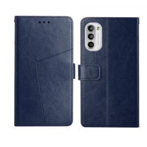 For Motorola Moto G82 Y Stitching Horizontal Flip Leather Phone Case(Blue) (OEM)