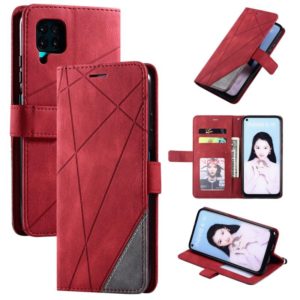 For Huawei P40 Lite Skin Feel Splicing Horizontal Flip Leather Case with Holder & Card Slots & Wallet & Photo Frame(Red) (OEM)