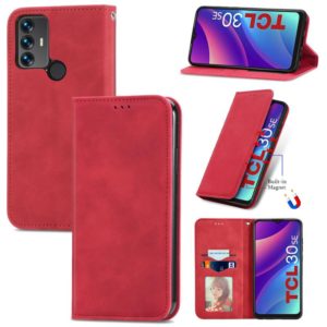 For TCL 30 SE Retro Skin Feel Magnetic Horizontal Flip Leather Phone Case(Red) (OEM)