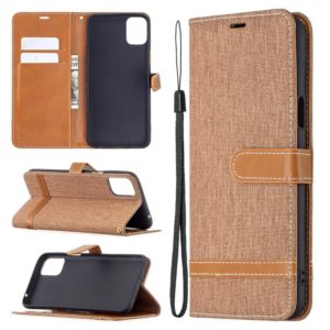 For LG K42 Color Matching Denim Texture Horizontal Flip Leather Case with Holder & Card Slots & Wallet & Lanyard(Brown) (OEM)