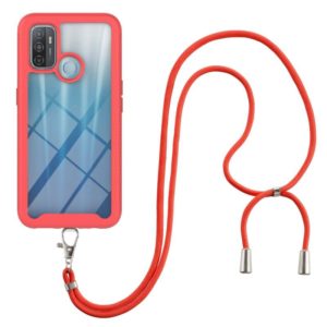 For OPPO A53 Starry Sky Solid Color Series Shockproof PC + TPU Protective Case with Neck Strap(Red) (OEM)