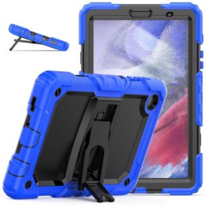 Shockproof Colorful Silica Gel + PC Protective Case with Holder & Shoulder Strap For Samsung Galaxy A7 Lite T220 / T225(Dark Blue) (OEM)