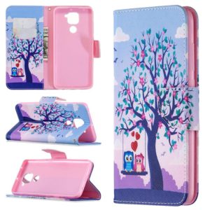 For Xiaomi Redmi Note 9 Colored Drawing Pattern Horizontal Flip Leather Case with Holder & Card Slots & Wallet(Owl) (OEM)