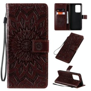 For Galaxy S20 Ultra Sun Print Horizontal Flip Protective Case with Holder & Card Slots & Wallet(Brown) (OEM)