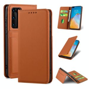 For Huawei P40 Strong Magnetism Liquid Feel Horizontal Flip Leather Case with Holder & Card Slots & Wallet(Brown) (OEM)