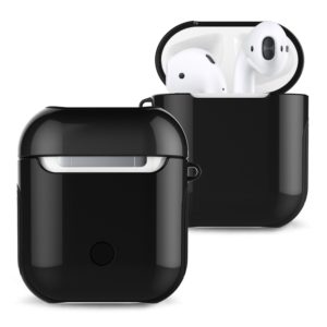 Varnished PC Bluetooth Earphones Case Anti-lost Storage Bag for Apple AirPods 1/2(Black) (OEM)
