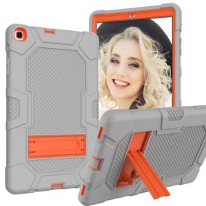 For Samsung Galaxy Tab A 10.1 (2019) / T510 Contrast Color Robot Shockproof Silicone + PC Protective Case with Holder(Grey Orange) (OEM)