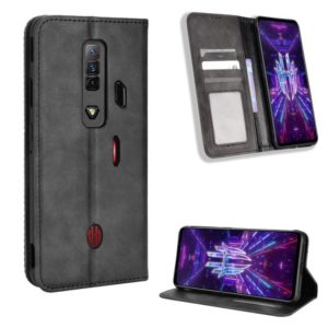 For For ZTE nubia Red Magic 7 Magnetic Buckle Retro Texture Leather Phone Case(Black) (OEM)