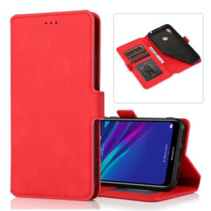 For Huawei Y6 (2019) Retro Magnetic Closing Clasp Horizontal Flip Leather Case with Holder & Card Slots & Photo Frame & Wallet(Red) (OEM)