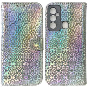 For Tecno Spark 6 GO Colorful Magnetic Buckle Leather Phone Case(Silver) (OEM)