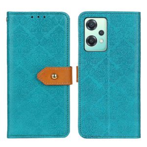 For OnePlus CE 2 Lite 5G European Floral Embossed Flip Leather Phone Case(Blue) (OEM)