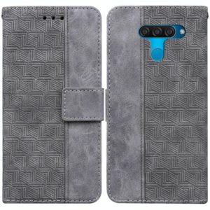 For LG K50 / Q60 Geometric Embossed Leather Phone Case(Grey) (OEM)