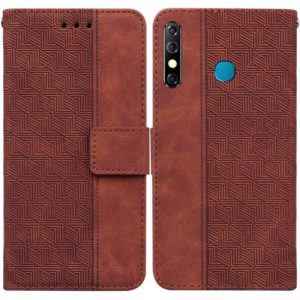 For Tecno Camon 12 / Spark 4 Geometric Embossed Leather Phone Case(Brown) (OEM)