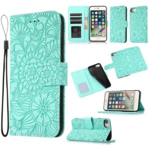 Skin Feel Embossed Sunflower Horizontal Flip Leather Case with Holder & Card Slots & Wallet & Lanyard For iPhone 6 / 6s(Green) (OEM)