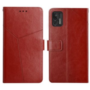 For Motorola Moto G Stylus 2021 Y Stitching Horizontal Flip Leather Phone Case with Holder & Card Slots & Wallet & Photo Frame(Brown) (OEM)