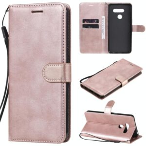 For LG K50S Solid Color Horizontal Flip Protective Leather Case with Holder & Card Slots & Wallet & Photo Frame & Lanyard(Rose Gold) (OEM)